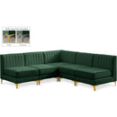  Manufacturer Color_Green -- Alina 84.5" Green Velvet Upholstered 5 pc Modular Sectional IMAGE 1