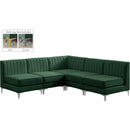  Manufacturer Color_Green -- Alina 84.5" Green Velvet Upholstered 5 pc Modular Sectional IMAGE 2