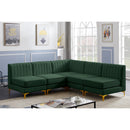  Manufacturer Color_Green -- Alina 84.5" Green Velvet Upholstered 5 pc Modular Sectional IMAGE 3