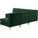  Manufacturer Color_Green -- Alina 84.5" Green Velvet Upholstered 5 pc Modular Sectional IMAGE 5