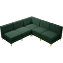  Manufacturer Color_Green -- Alina 84.5" Green Velvet Upholstered 5 pc Modular Sectional IMAGE 6