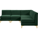  Manufacturer Color_Green -- Alina 84.5" Green Velvet Upholstered 5 pc Modular Sectional IMAGE 7