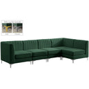  Manufacturer Color_Green -- Alina 116.5" Green Velvet Upholstered 5 pc Modular Sectional IMAGE 2