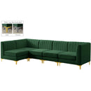  Manufacturer Color_Green -- Alina 116.5" Green Velvet Upholstered 5 pc Modular Sectional IMAGE 3