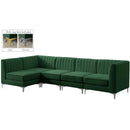  Manufacturer Color_Green -- Alina 116.5" Green Velvet Upholstered 5 pc Modular Sectional IMAGE 4