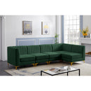  Manufacturer Color_Green -- Alina 116.5" Green Velvet Upholstered 5 pc Modular Sectional IMAGE 5