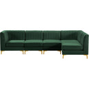  Manufacturer Color_Green -- Alina 116.5" Green Velvet Upholstered 5 pc Modular Sectional IMAGE 8