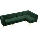 Manufacturer Color_Green -- Alina 116.5" Green Velvet Upholstered 5 pc Modular Sectional IMAGE 9