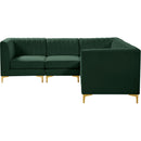  Manufacturer Color_Green -- Alina 91" Green Velvet Upholstered 5 pc Modular Sectional IMAGE 7