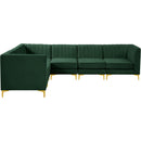  Manufacturer Color_Green -- Alina 116.5" Green Velvet Upholstered 6 pc Modular Sectional IMAGE 10