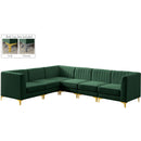  Manufacturer Color_Green -- Alina 116.5" Green Velvet Upholstered 6 pc Modular Sectional IMAGE 3