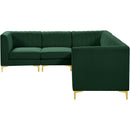  Manufacturer Color_Green -- Alina 116.5" Green Velvet Upholstered 6 pc Modular Sectional IMAGE 8