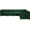  Manufacturer Color_Green -- Alina 116.5" Green Velvet Upholstered 6 pc Modular Sectional IMAGE 9