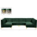  Manufacturer Color_Green -- Alina 116.5" Green Velvet Upholstered 6 pc Modular Sectional IMAGE 14