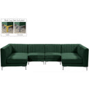  Manufacturer Color_Green -- Alina 116.5" Green Velvet Upholstered 6 pc Modular Sectional IMAGE 2