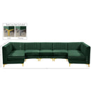  Manufacturer Color_Green -- Alina 142" Green Velvet Upholstered 7 pc Modular Sectional IMAGE 14