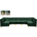  Manufacturer Color_Green -- Alina 142" Green Velvet Upholstered 7 pc Modular Sectional IMAGE 1