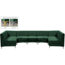  Manufacturer Color_Green -- Alina 142" Green Velvet Upholstered 7 pc Modular Sectional IMAGE 2