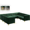  Manufacturer Color_Green -- Alina 116.5" Green Velvet Upholstered 8 pc Modular Sectional IMAGE 5