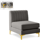  Manufacturer Color_Grey -- Alina Grey Velvet Upholstered Modular Armless Chair IMAGE 1