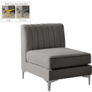  Manufacturer Color_Grey -- Alina Grey Velvet Upholstered Modular Armless Chair IMAGE 2