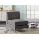  Manufacturer Color_Grey -- Alina Grey Velvet Upholstered Modular Armless Chair IMAGE 4