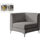  Manufacturer Color_Grey -- Alina Grey Velvet Upholstered Modular Corner Chair IMAGE 2