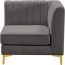  Manufacturer Color_Grey -- Alina Grey Velvet Upholstered Modular Corner Chair IMAGE 7