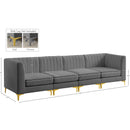  Manufacturer Color_Grey -- Alina 116.5" Grey Velvet Upholstered 4 pc Modular Sofa IMAGE 17