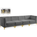  Manufacturer Color_Grey -- Alina 116.5" Grey Velvet Upholstered 4 pc Modular Sofa IMAGE 1