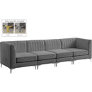  Manufacturer Color_Grey -- Alina 116.5" Grey Velvet Upholstered 4 pc Modular Sofa IMAGE 2