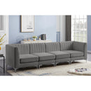  Manufacturer Color_Grey -- Alina 116.5" Grey Velvet Upholstered 4 pc Modular Sofa IMAGE 4