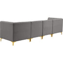  Manufacturer Color_Grey -- Alina 116.5" Grey Velvet Upholstered 4 pc Modular Sofa IMAGE 5
