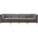  Manufacturer Color_Grey -- Alina 116.5" Grey Velvet Upholstered 4 pc Modular Sofa IMAGE 6