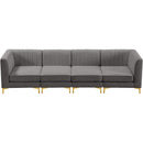  Manufacturer Color_Grey -- Alina 116.5" Grey Velvet Upholstered 4 pc Modular Sofa IMAGE 7