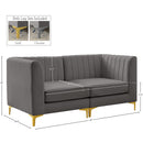  Manufacturer Color_Grey -- Alina 65" Grey Velvet Upholstered 2 pc Modular Loveseat IMAGE 17