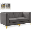  Manufacturer Color_Grey -- Alina 65" Grey Velvet Upholstered 2 pc Modular Loveseat IMAGE 1