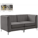  Manufacturer Color_Grey -- Alina 65" Grey Velvet Upholstered 2 pc Modular Loveseat IMAGE 2