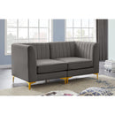  Manufacturer Color_Grey -- Alina 65" Grey Velvet Upholstered 2 pc Modular Loveseat IMAGE 3