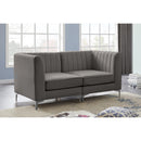  Manufacturer Color_Grey -- Alina 65" Grey Velvet Upholstered 2 pc Modular Loveseat IMAGE 4