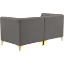  Manufacturer Color_Grey -- Alina 65" Grey Velvet Upholstered 2 pc Modular Loveseat IMAGE 5