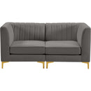  Manufacturer Color_Grey -- Alina 65" Grey Velvet Upholstered 2 pc Modular Loveseat IMAGE 6