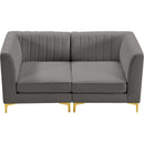  Manufacturer Color_Grey -- Alina 65" Grey Velvet Upholstered 2 pc Modular Loveseat IMAGE 7