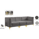  Manufacturer Color_Grey -- Alina 91" Grey Velvet Upholstered 3 pc Modular Sofa IMAGE 18