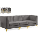  Manufacturer Color_Grey -- Alina 91" Grey Velvet Upholstered 3 pc Modular Sofa IMAGE 1