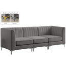  Manufacturer Color_Grey -- Alina 91" Grey Velvet Upholstered 3 pc Modular Sofa IMAGE 2