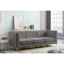  Manufacturer Color_Grey -- Alina 91" Grey Velvet Upholstered 3 pc Modular Sofa IMAGE 3