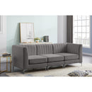  Manufacturer Color_Grey -- Alina 91" Grey Velvet Upholstered 3 pc Modular Sofa IMAGE 4