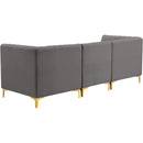  Manufacturer Color_Grey -- Alina 91" Grey Velvet Upholstered 3 pc Modular Sofa IMAGE 5