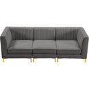  Manufacturer Color_Grey -- Alina 91" Grey Velvet Upholstered 3 pc Modular Sofa IMAGE 7